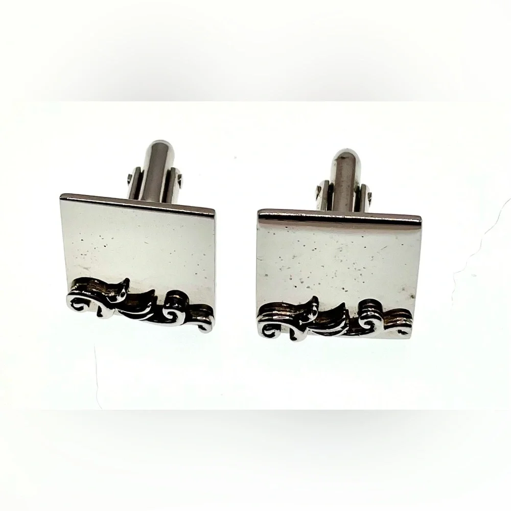 3 for $30 Vintage Signed Swank Silver Tone Cufflinks Raised Scroll Design